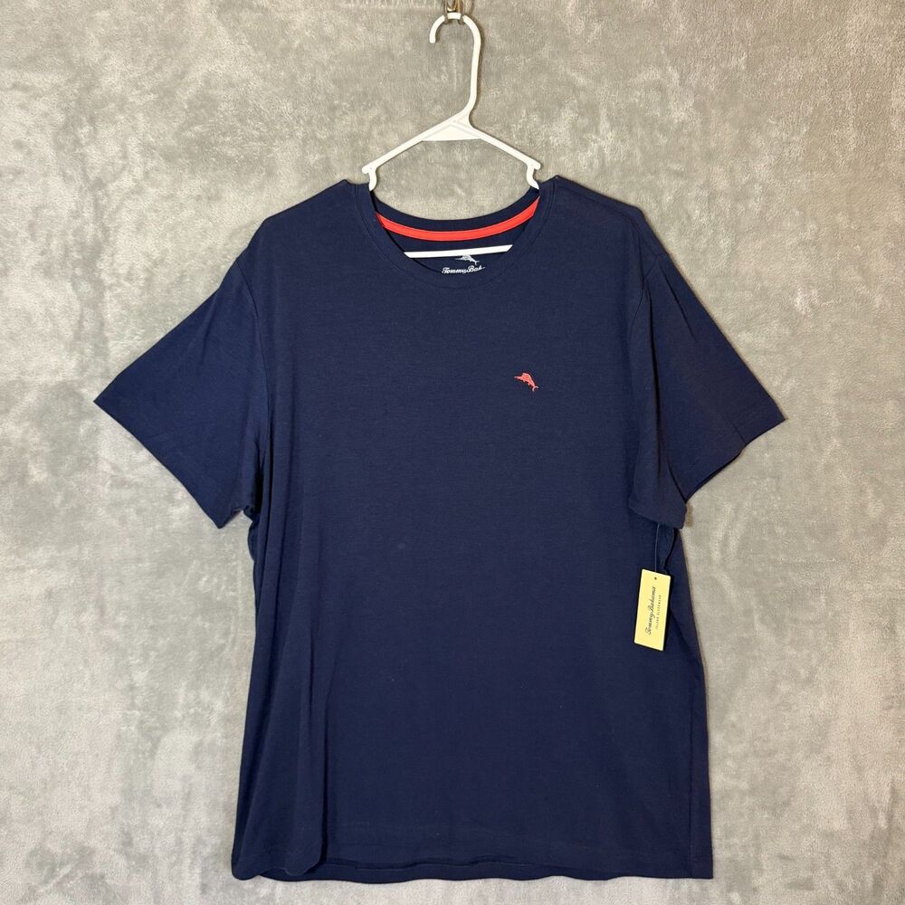 NWT Tommy Bahama Men's Large Navy Short Sleeve Polo Shirt Orange Sleepwear